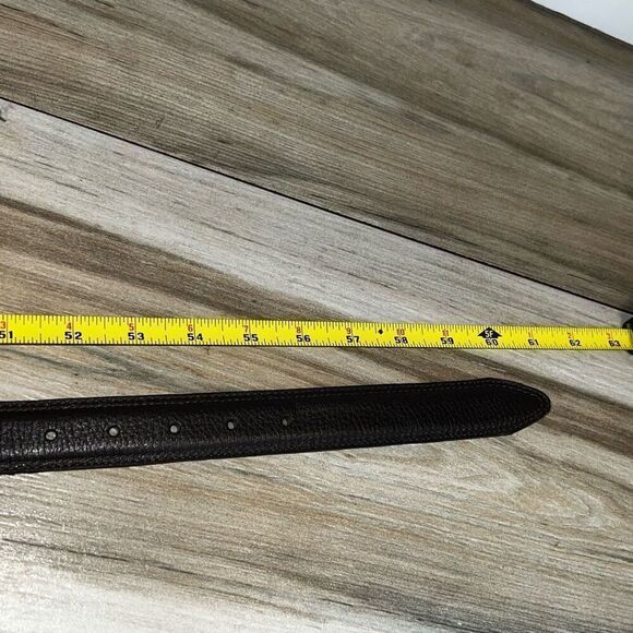 Embossed Pebble Leather Belt Men’s 52” Brown Silver Buckle Classic Workwear - Picture 8 of 8